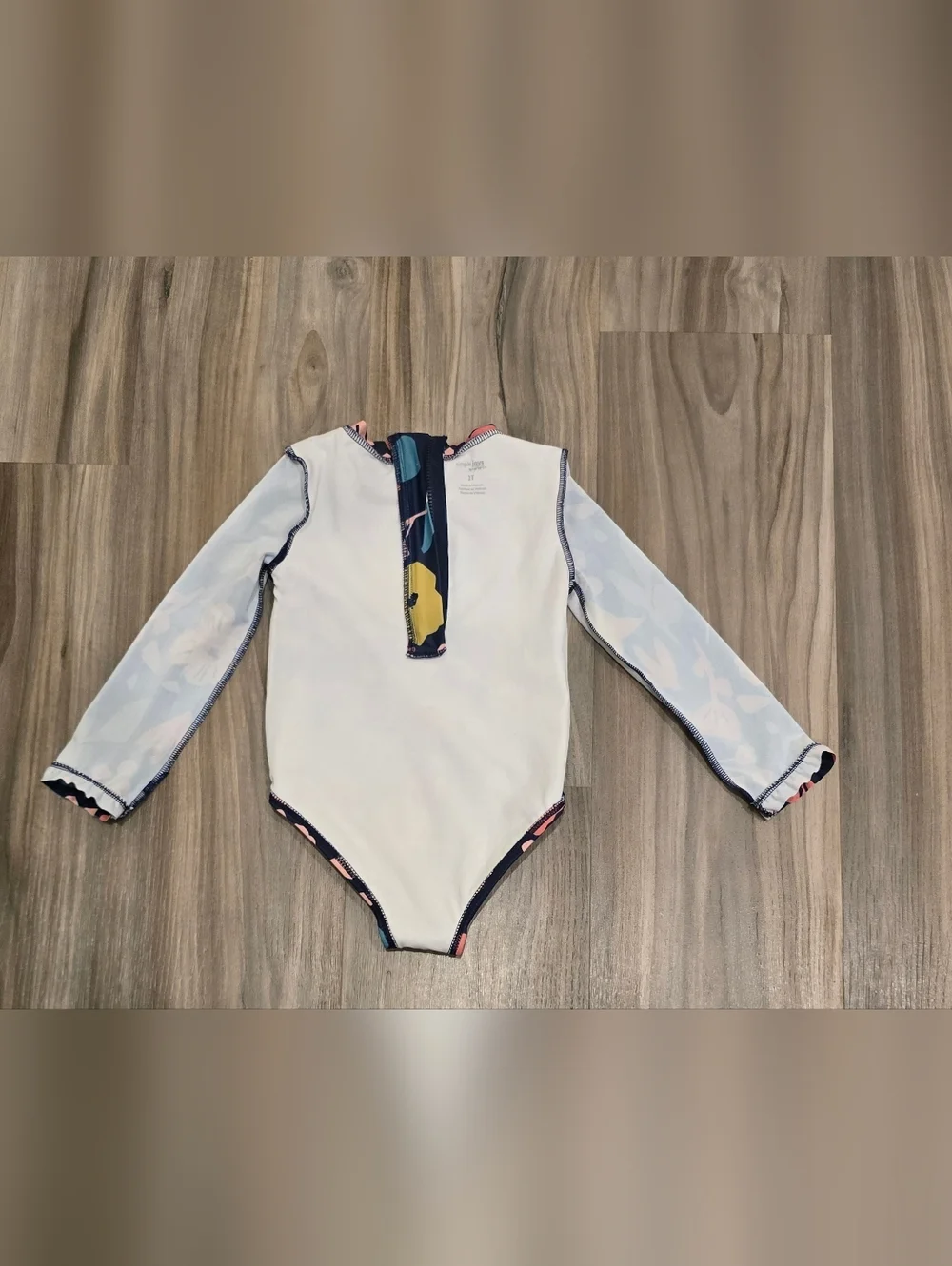 Simple Joys by Carter’s Girls Floral Rash Guard Swimsuit 2T One Piece Navy